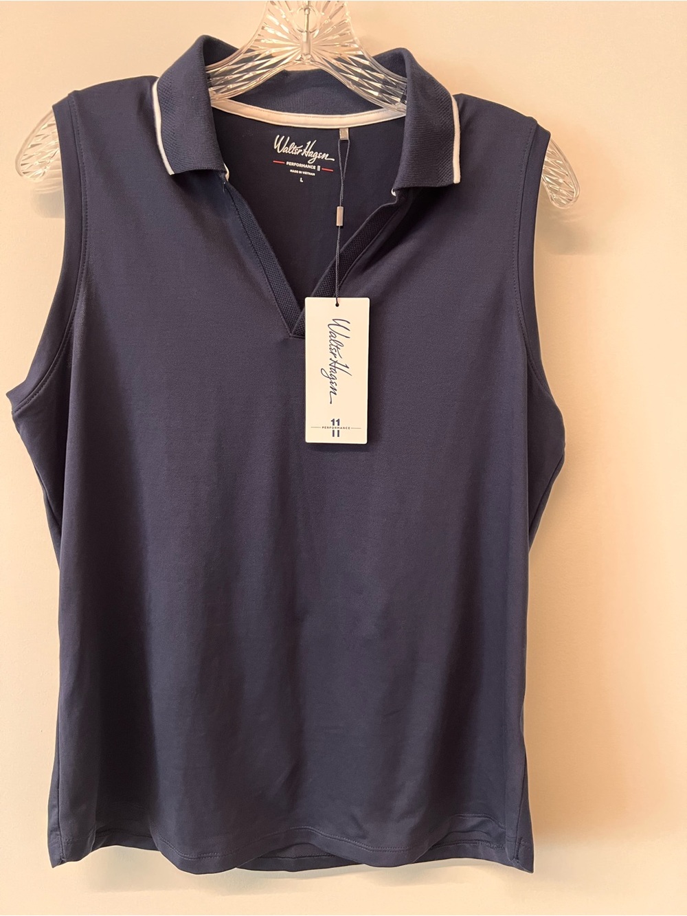 Walter Hagen Navy Sleeveless Polo with White Trim